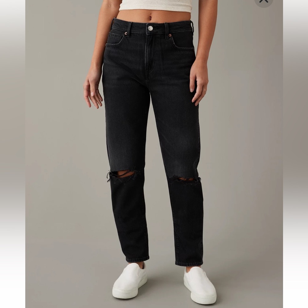 American Eagle Strigid Mom Jeans Destroyed Black 14 NWT - Picture 12 of 14